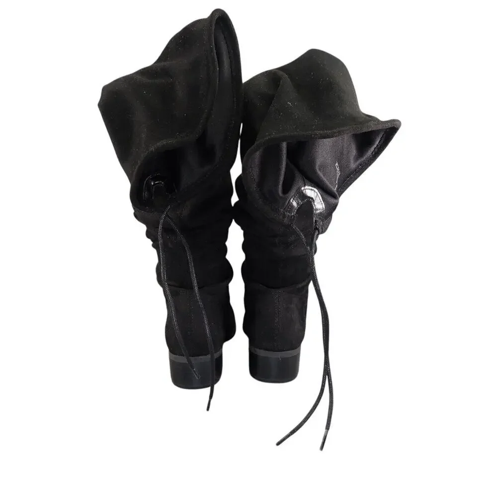 Charles David Shoes Women 7 Boots Fashion Over The Knee Gammon Pull On Tie Black